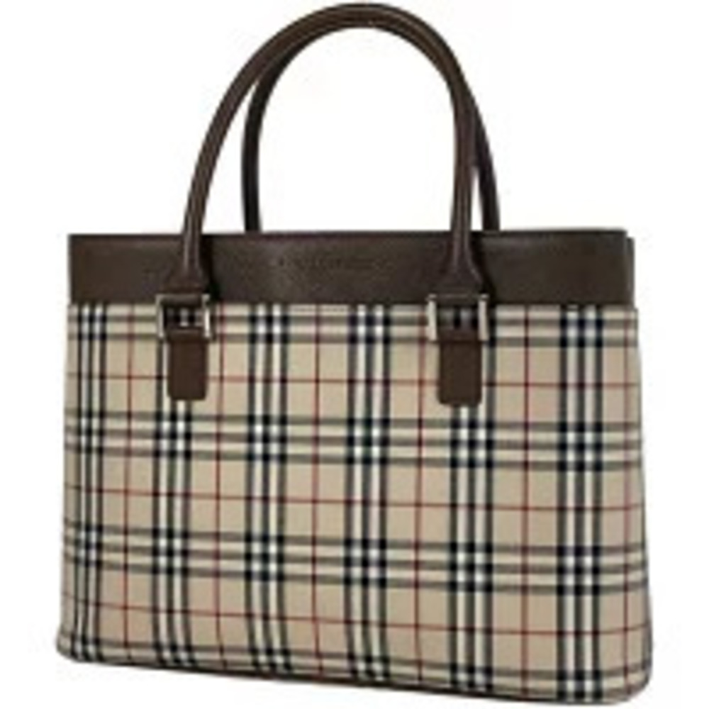 Burberry check handbag tote bag canvas brown
